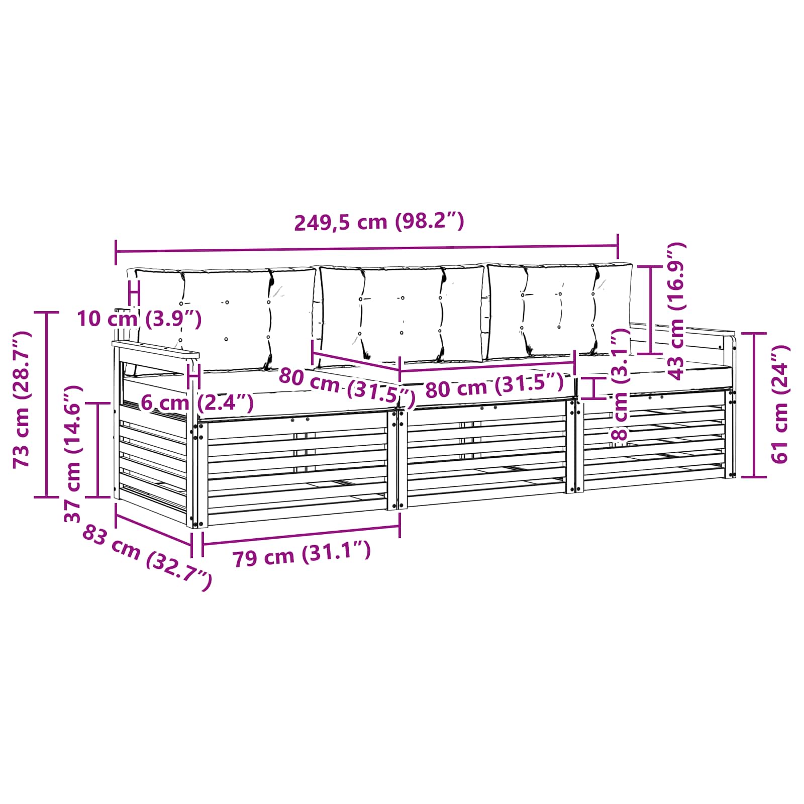 Ensemble de canapés d'extérieur 3 pcs Naturel et Beige - XIOS