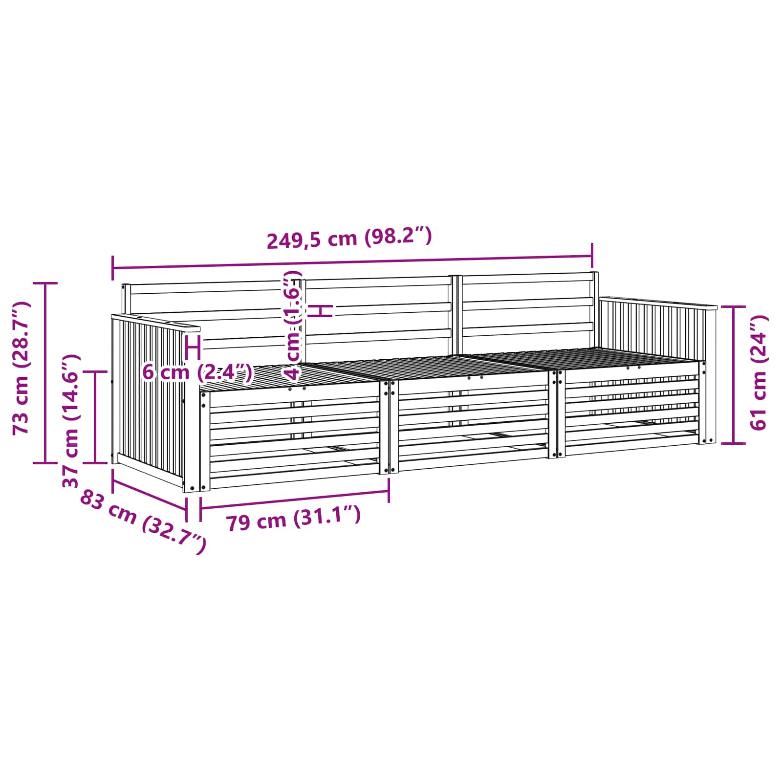 Ensemble de canapés d'extérieur 3 pcs Naturel - XIOS