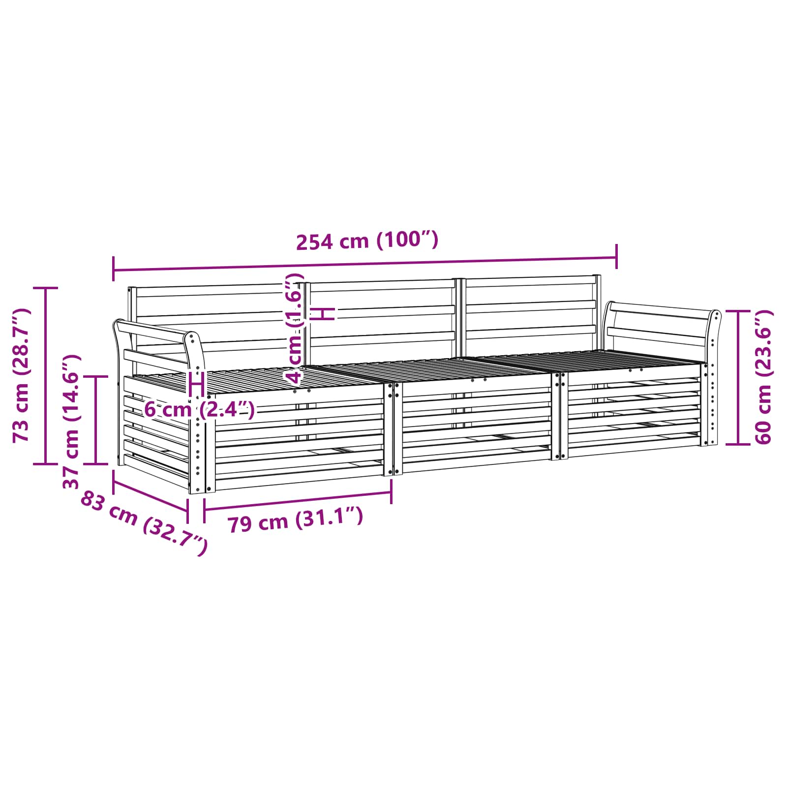 Ensemble de canapés d'extérieur 3 pcs Naturel - XIOS