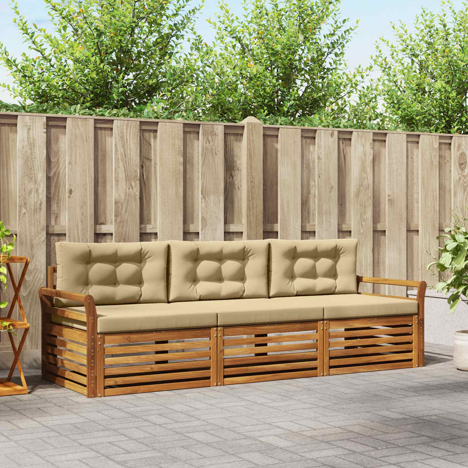 Ensemble de canapés d'extérieur 3 pcs Naturel et Beige - XIOS