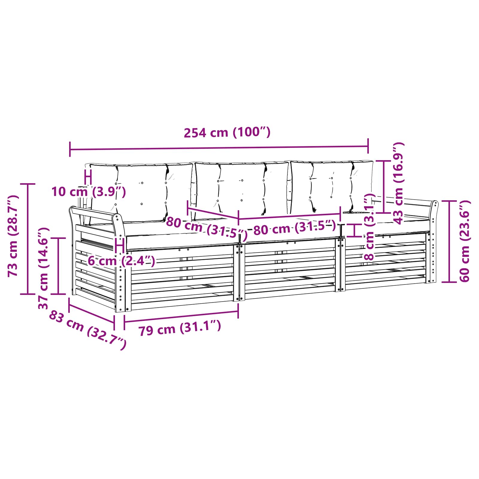 Ensemble de canapés d'extérieur 3 pcs Naturel et Beige - XIOS