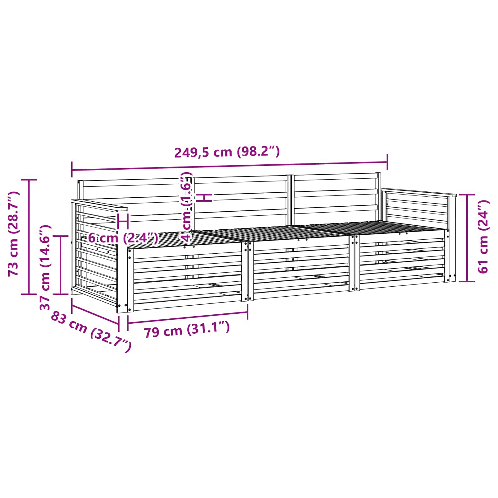 Ensemble de canapés d'extérieur 3 pcs Naturel - XIOS