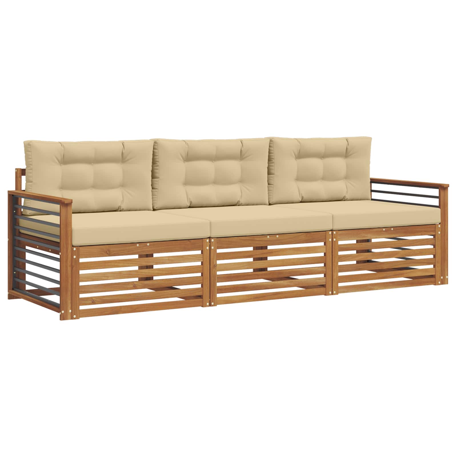 Ensemble de canapés d'extérieur 3 pcs Naturel et Beige - XIOS