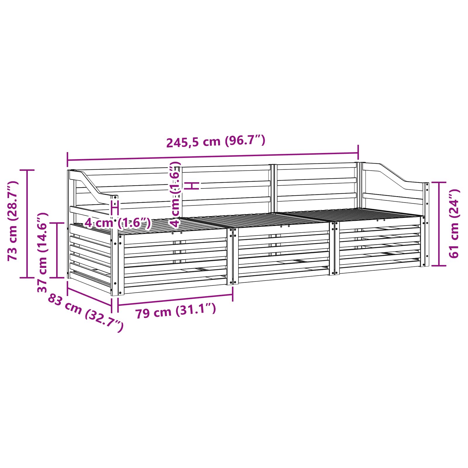 Ensemble de canapés d'extérieur 3 pcs Naturel - XIOS