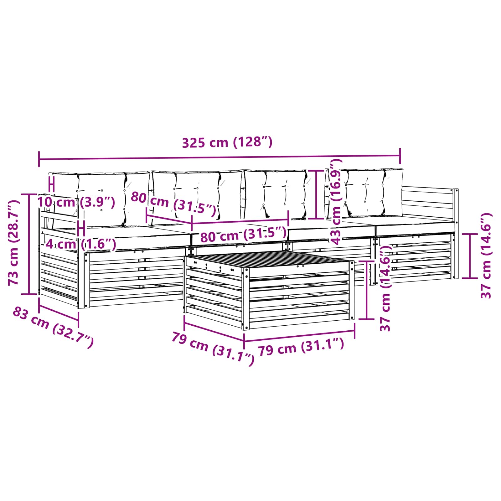 Ensemble de canapés d'extérieur 5 pcs Naturel et Anthracite - XIOS