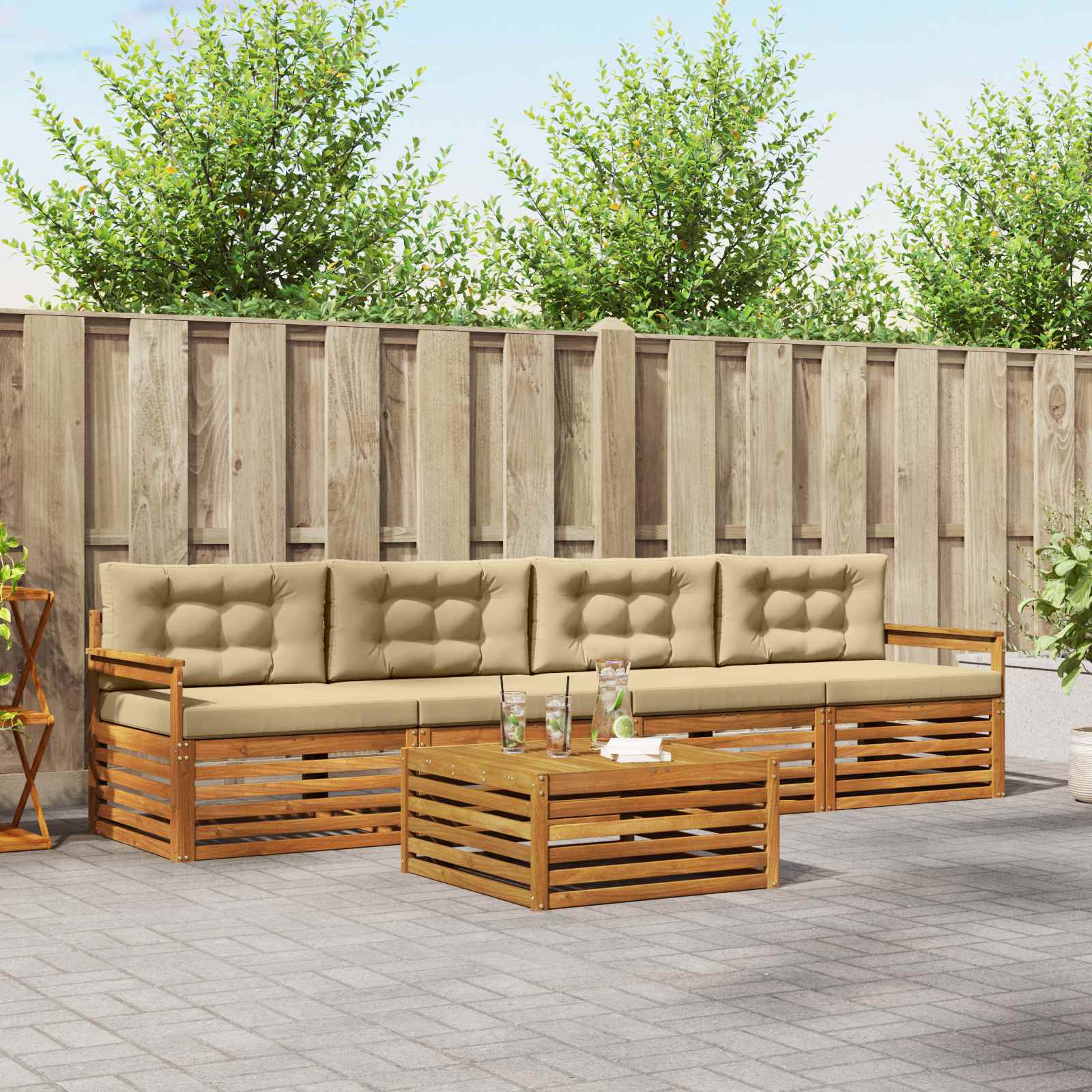 Ensemble de canapés d'extérieur 5 pcs Naturel et Beige - XIOS