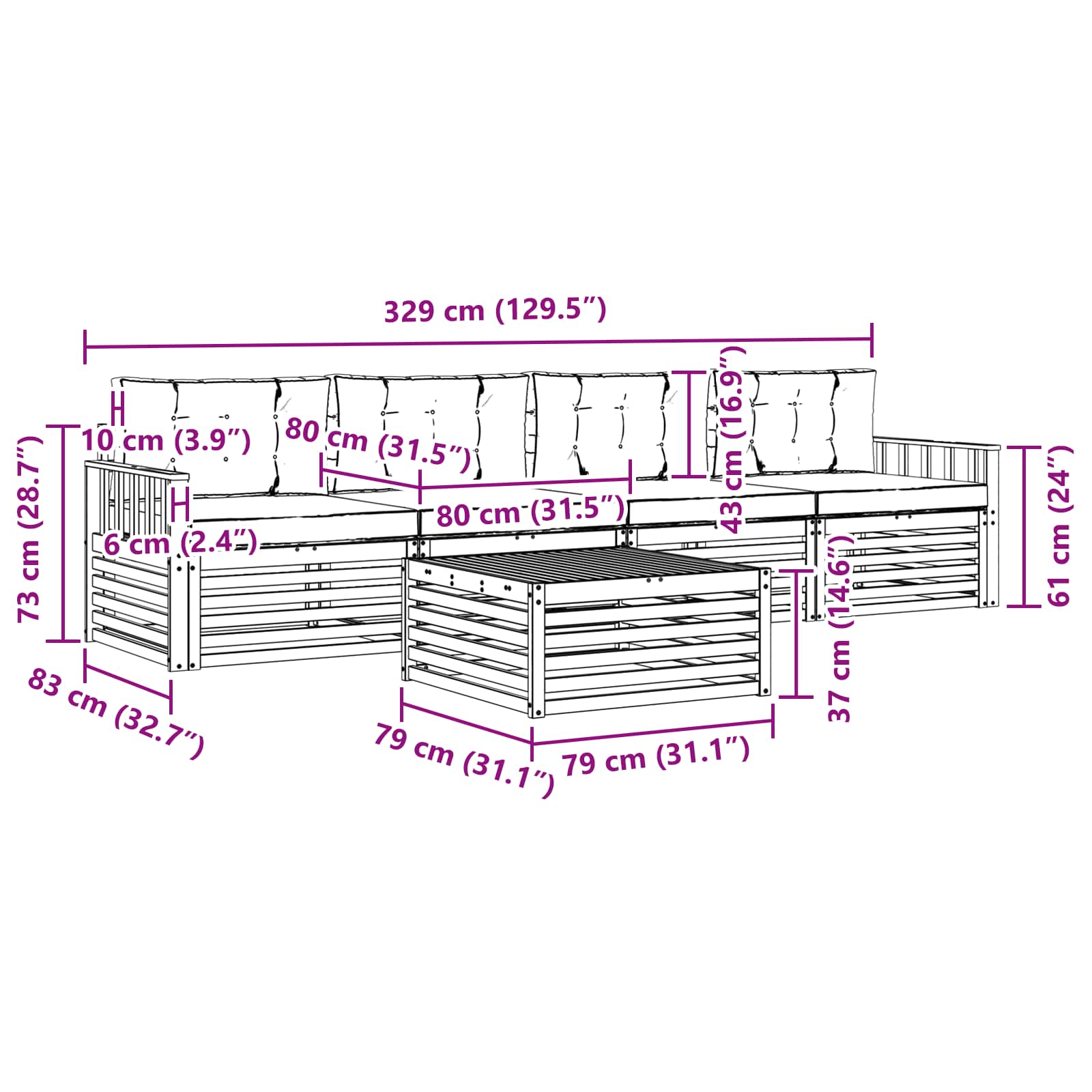 Ensemble de canapés d'extérieur 5 pcs Gris Naturel et Clair - XIOS