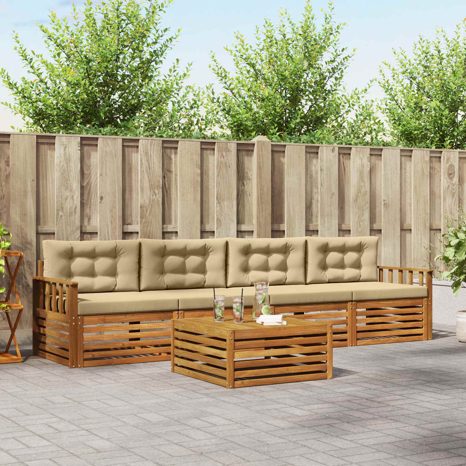 Ensemble de canapés d'extérieur 5 pcs Naturel et Beige - XIOS