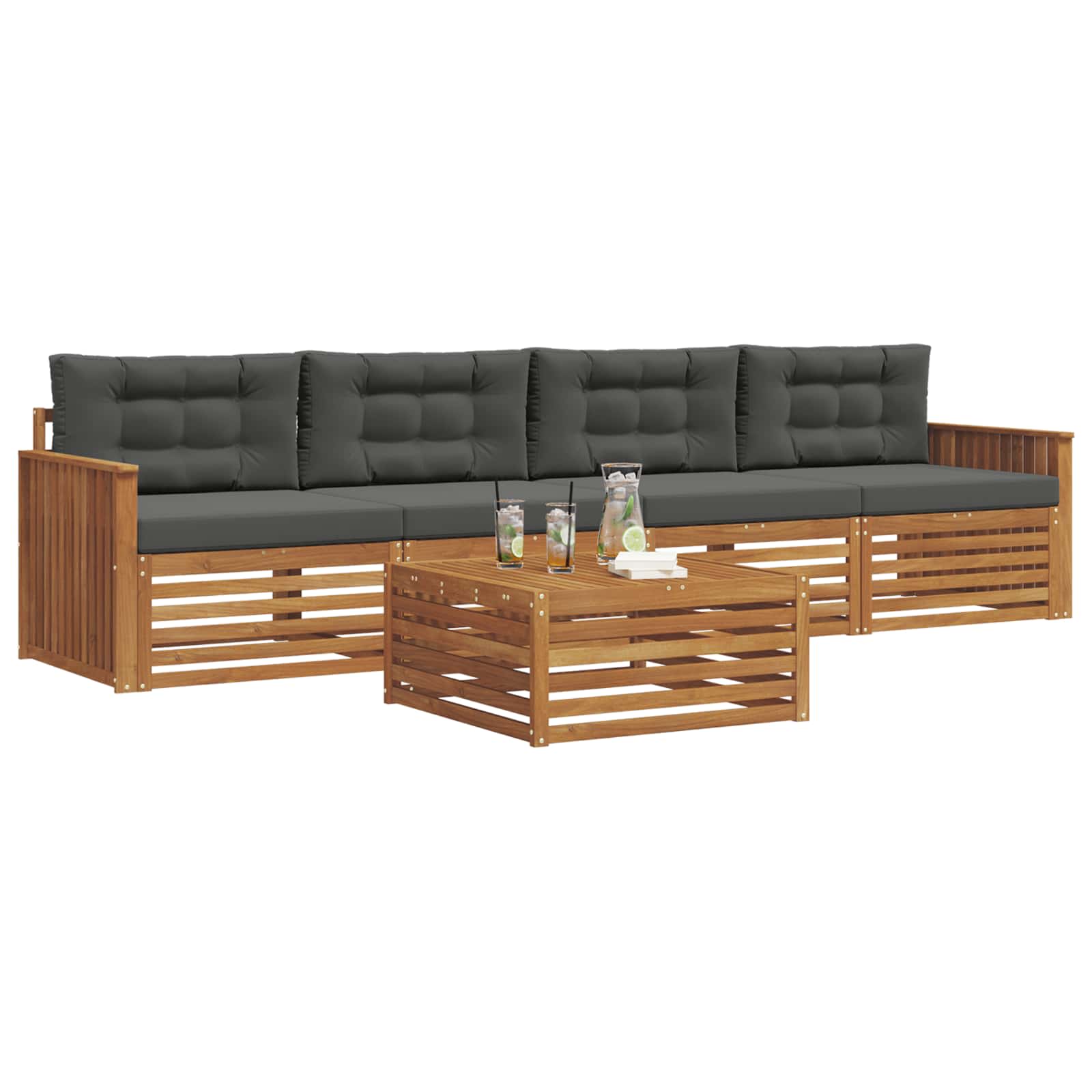 Ensemble de canapés d'extérieur 5 pcs Naturel et Anthracite - XIOS