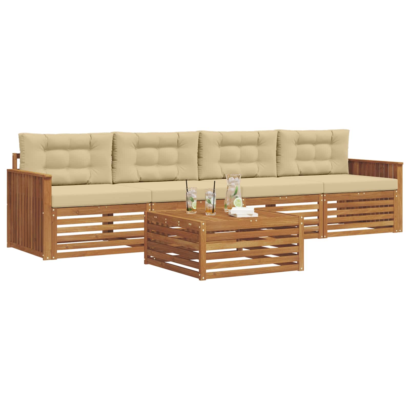 Ensemble de canapés d'extérieur 5 pcs Naturel et Beige - XIOS