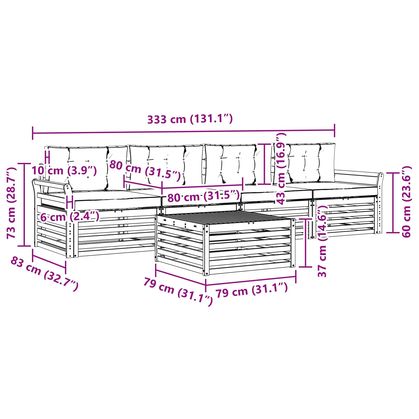 Ensemble de canapés d'extérieur 5 pcs Gris Naturel et Clair - XIOS