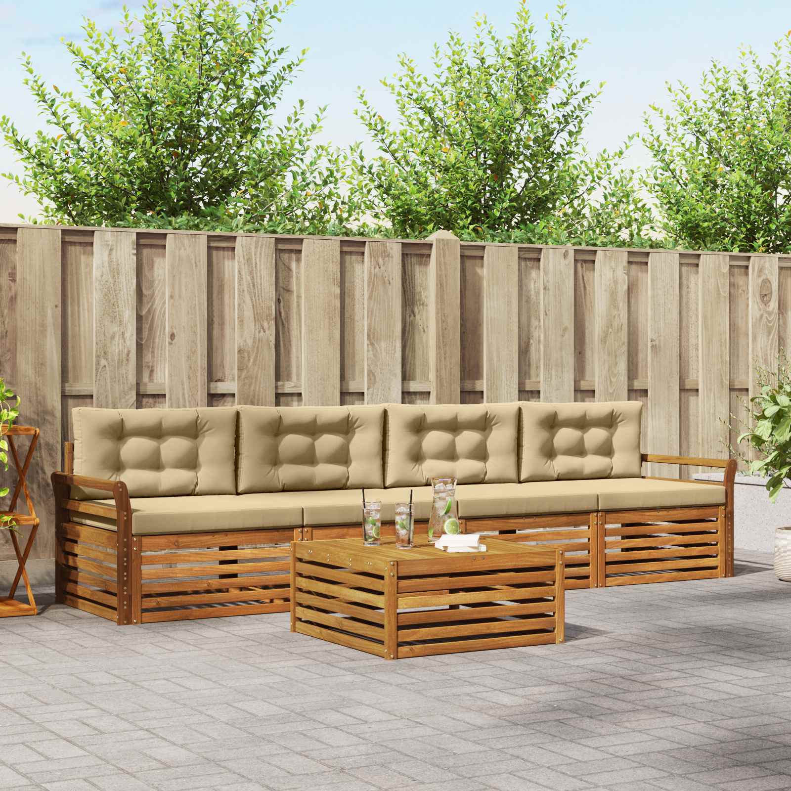 Ensemble de canapés d'extérieur 5 pcs Naturel et Beige - XIOS