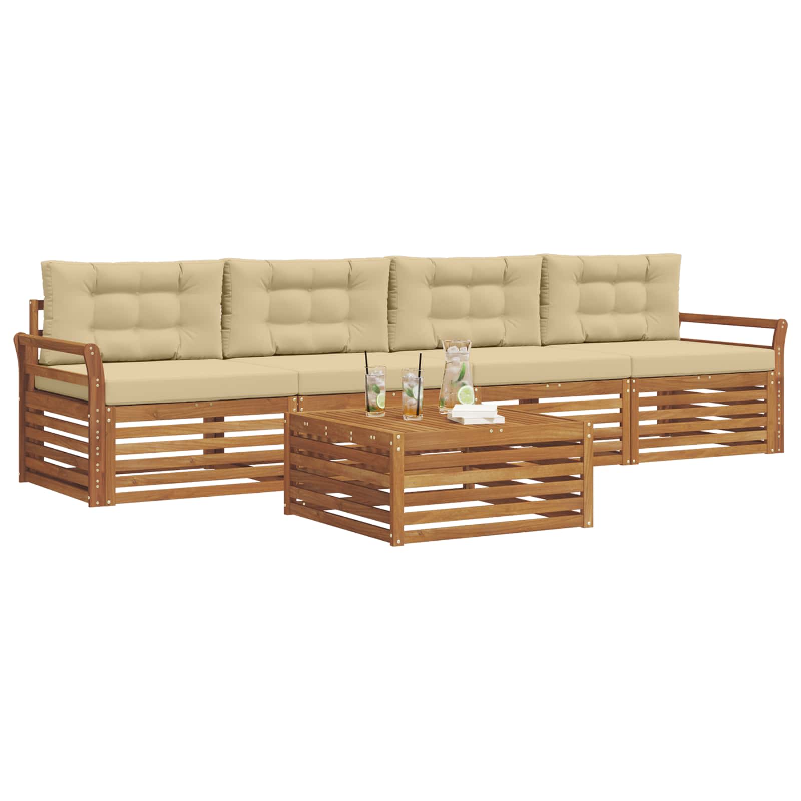 Ensemble de canapés d'extérieur 5 pcs Naturel et Beige - XIOS