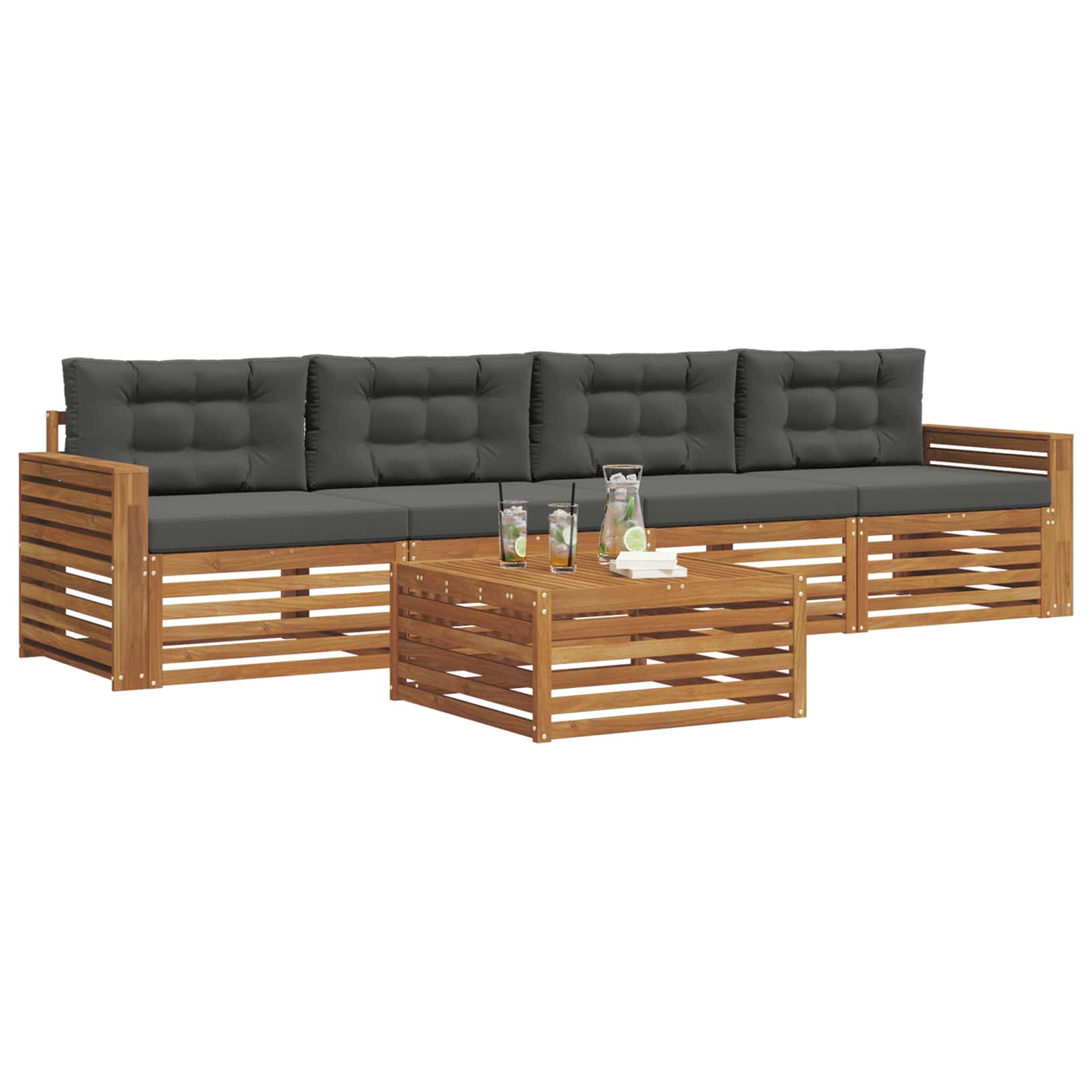 Ensemble de canapés d'extérieur 5 pcs Naturel et Anthracite - XIOS