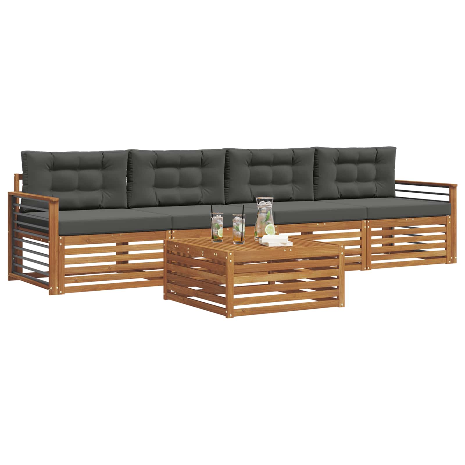 Ensemble de canapés d'extérieur 5 pc Naturel et Anthracite