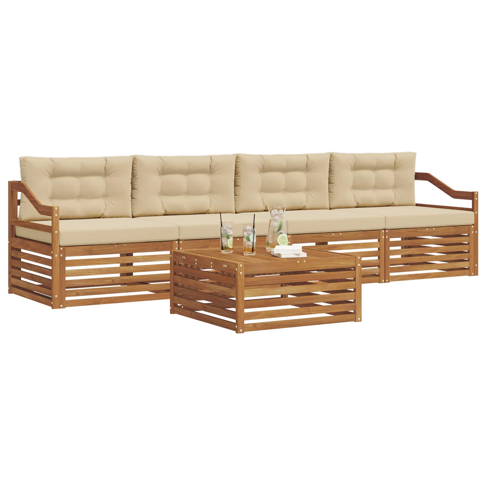 Ensemble de canapés d'extérieur 5 pcs Naturel et Beige - XIOS