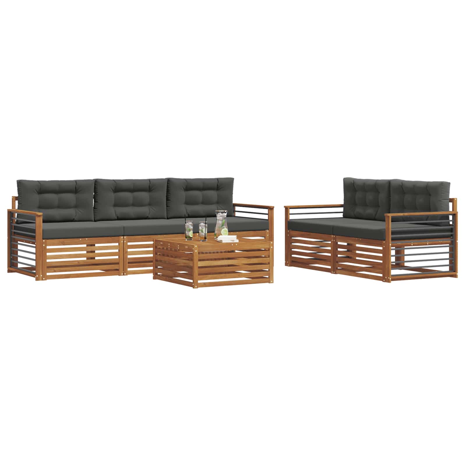 Ensemble de canapés d'extérieur 6 pcs Naturel et Anthracite - XIOS