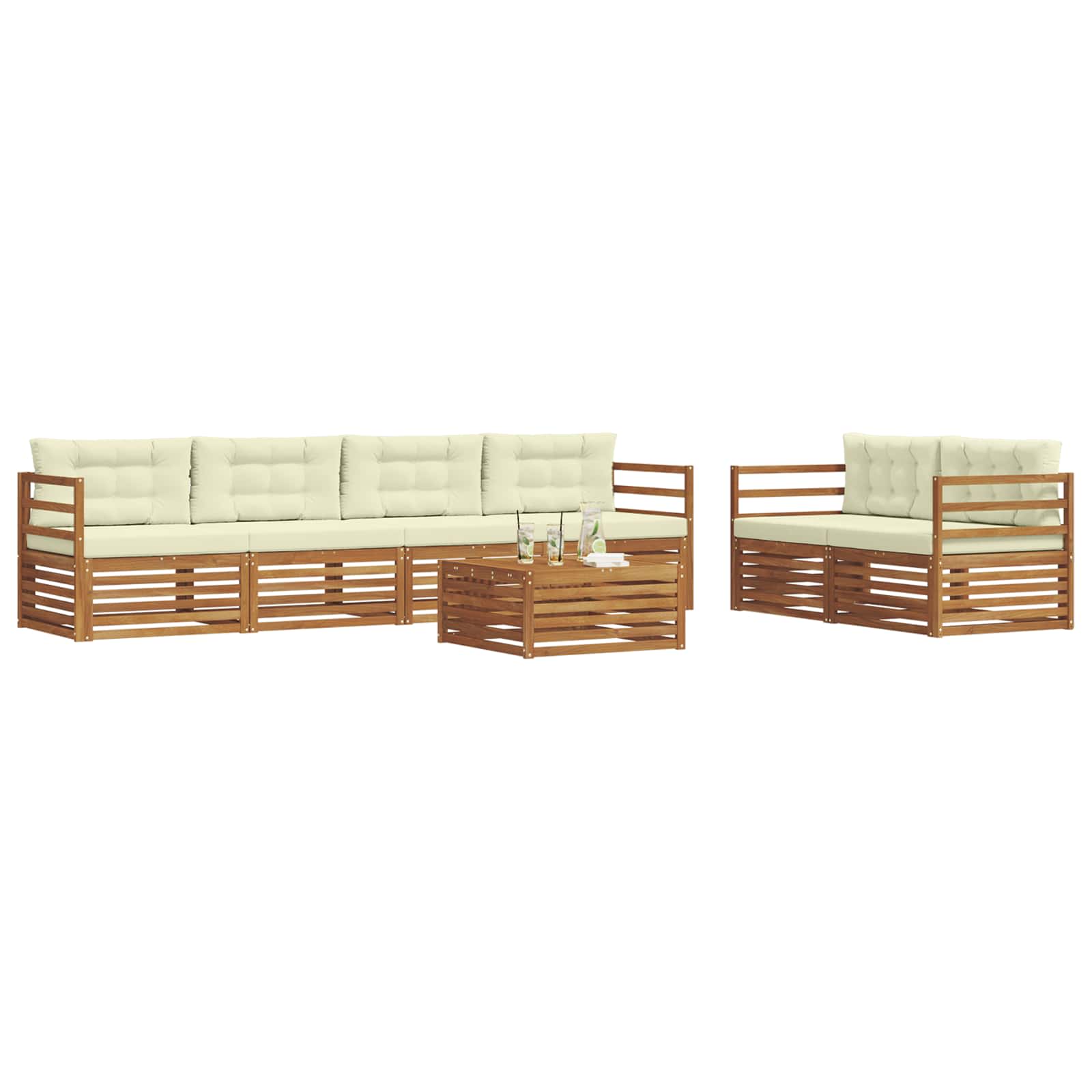 Ensemble de canapés d'extérieur 7 pcs Naturel et Crème - XIOS