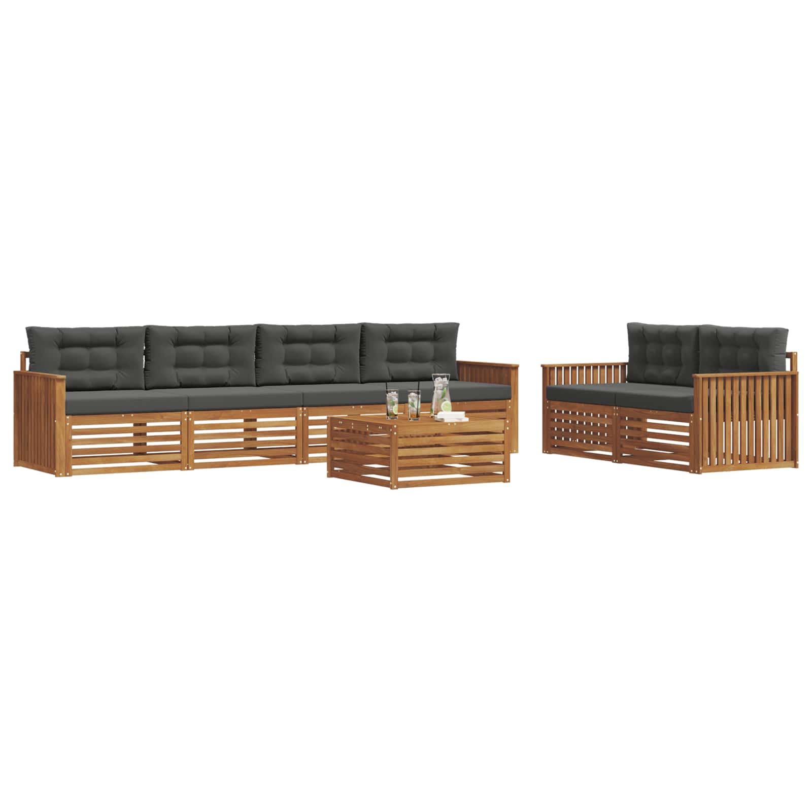 Ensemble de canapés d'extérieur 7 pcs Naturel et Anthracite - XIOS