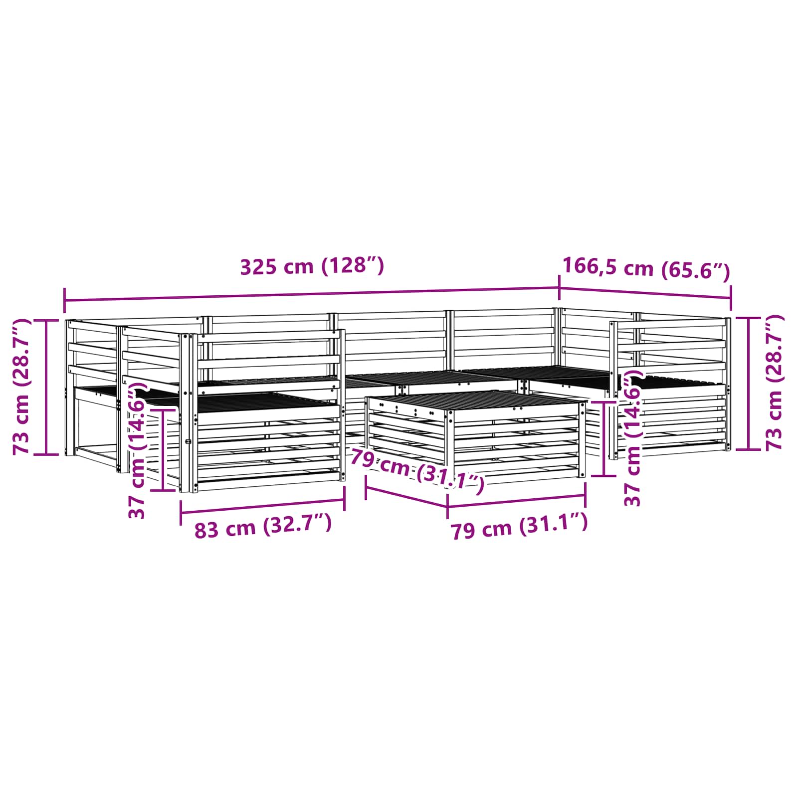 Ensemble de canapés d'extérieur 7 pcs Naturel - XIOS