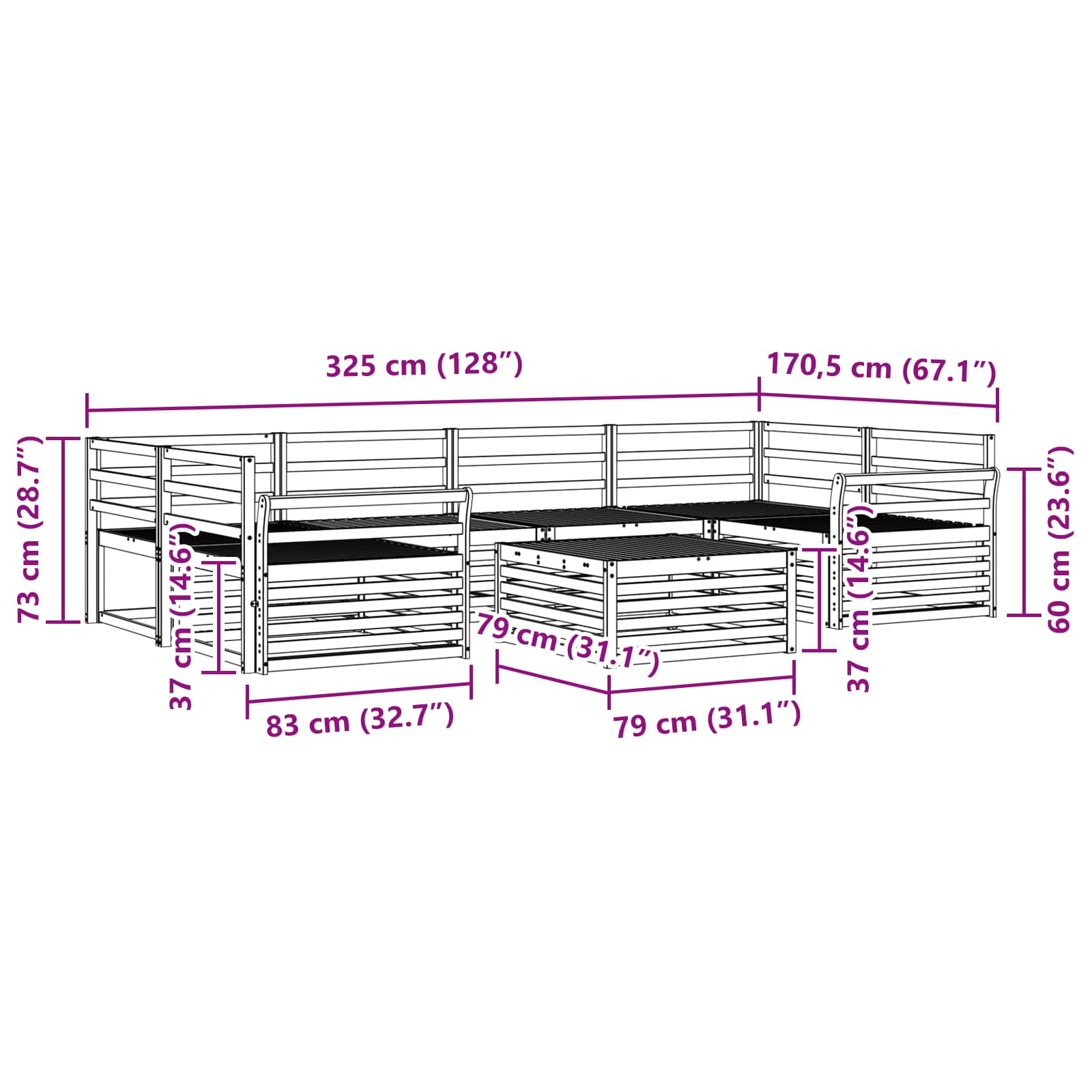 Ensemble de canapés d'extérieur 7 pcs Naturel - XIOS