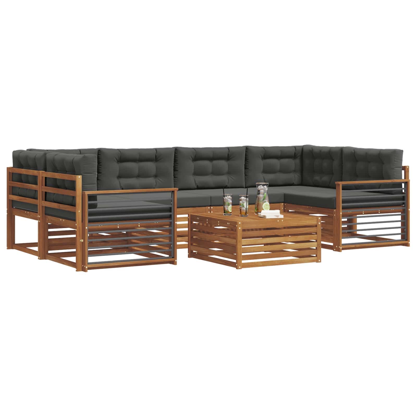 Ensemble de canapés d'extérieur 8 pcs Naturel et Anthracite - XIOS