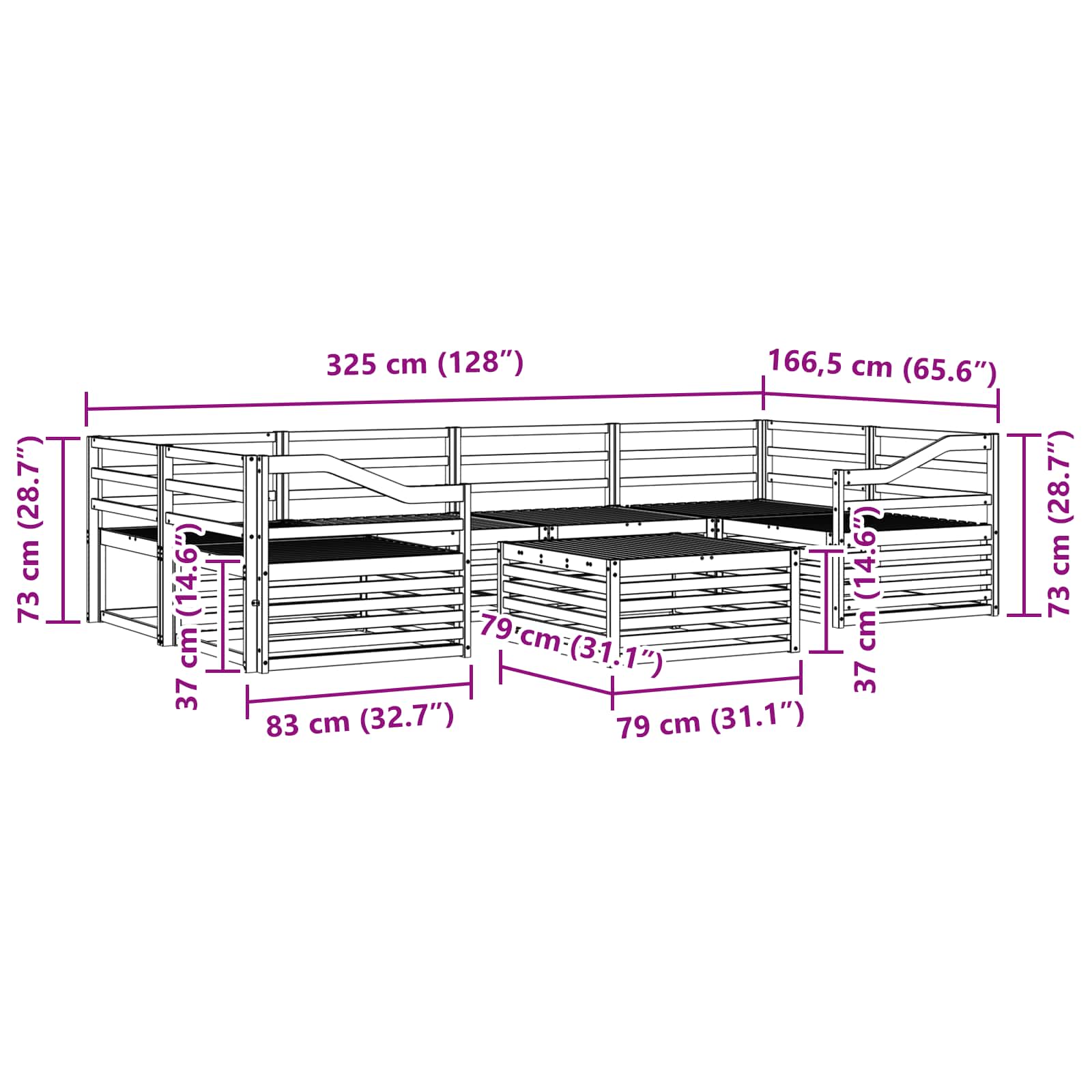 Ensemble de canapés d'extérieur 7 pcs Naturel - XIOS