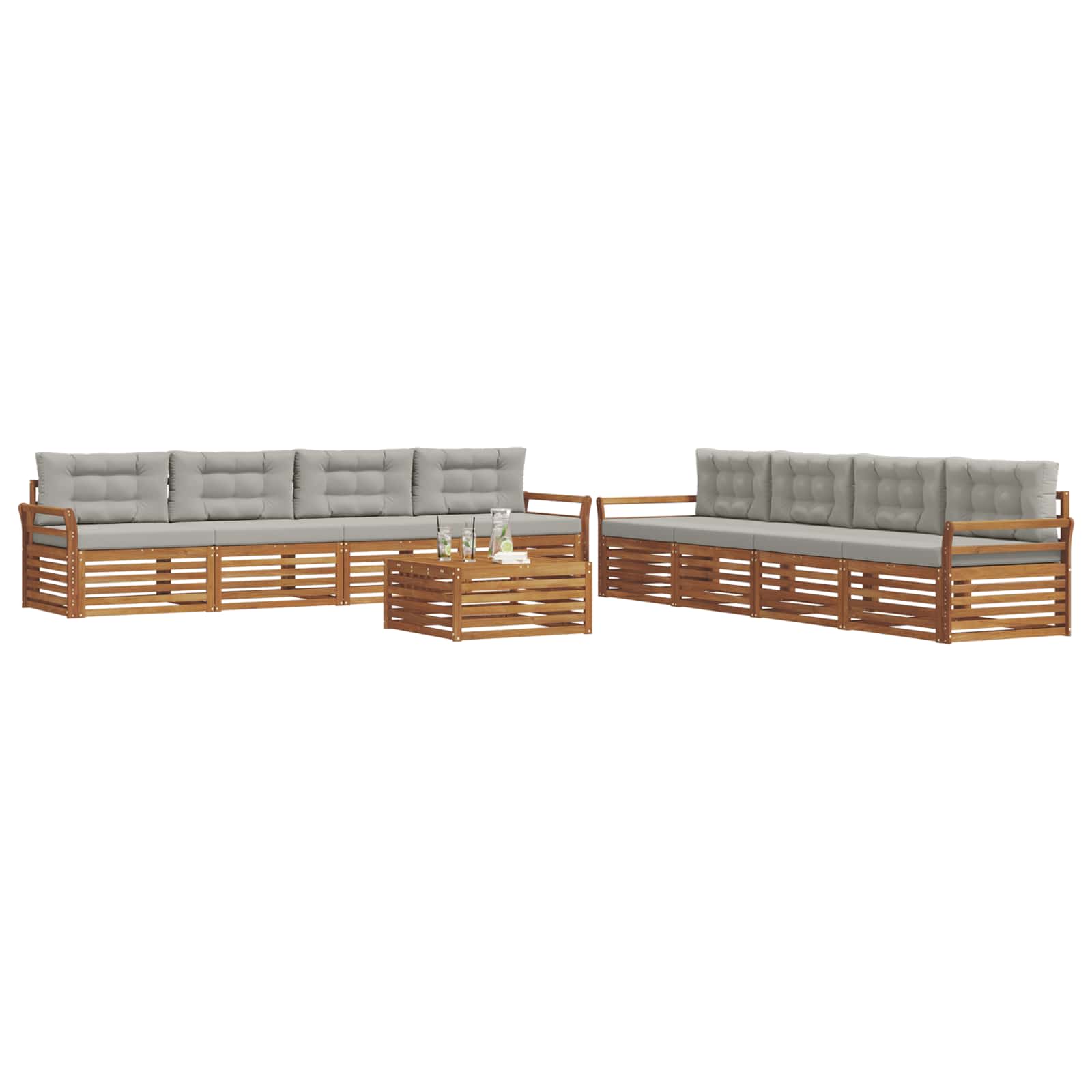 Ensemble de canapés d'extérieur 9 pcs Gris Naturel et Clair - XIOS