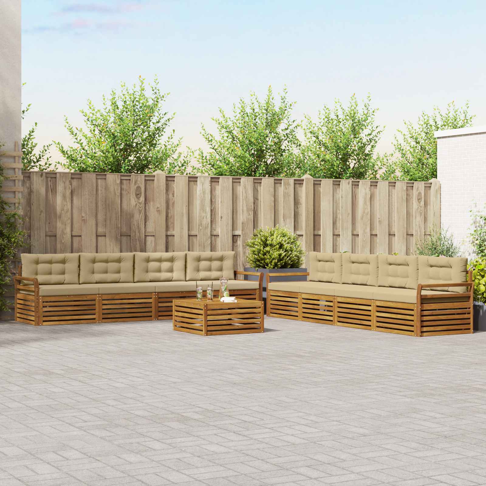 Ensemble de canapés d'extérieur 9 pcs Naturel et Beige - XIOS