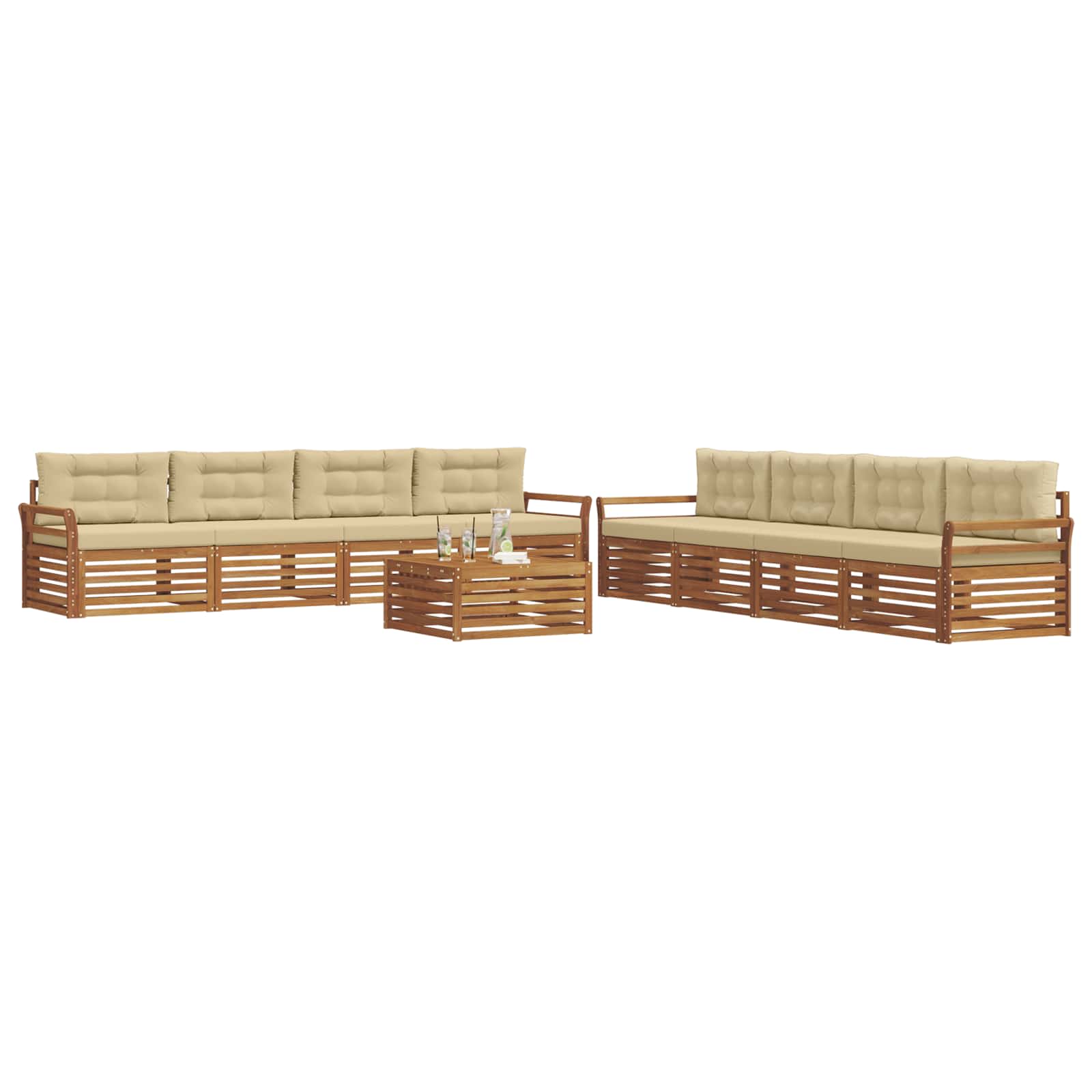 Ensemble de canapés d'extérieur 9 pcs Naturel et Beige - XIOS