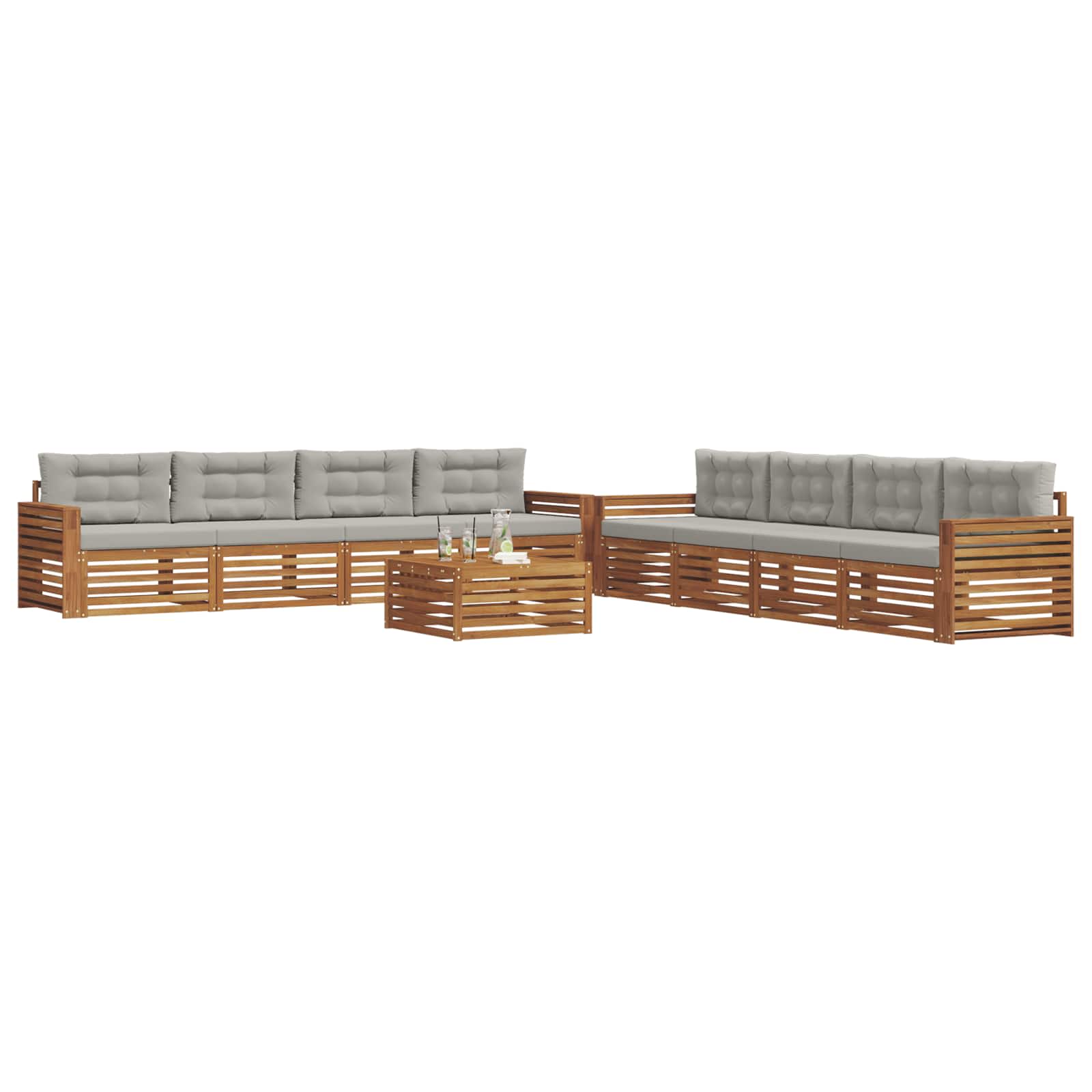 Ensemble de canapés d'extérieur 9 pcs Gris Naturel et Clair - XIOS