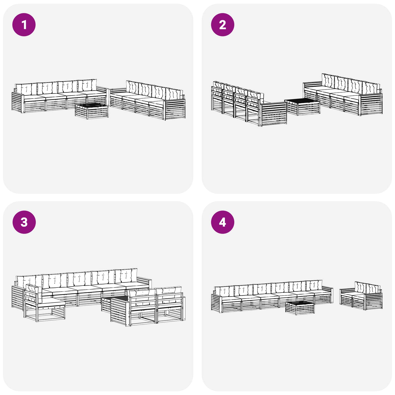 Ensemble de canapés d'extérieur 9 pcs Naturel et Beige - XIOS