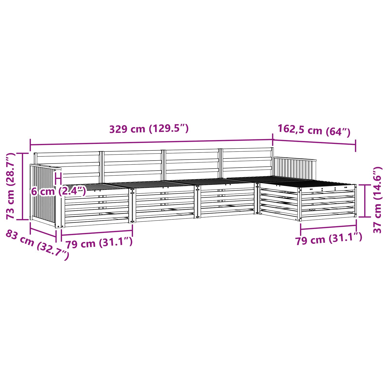 Ensemble de canapés d'extérieur 5 pcs Naturel - XIOS