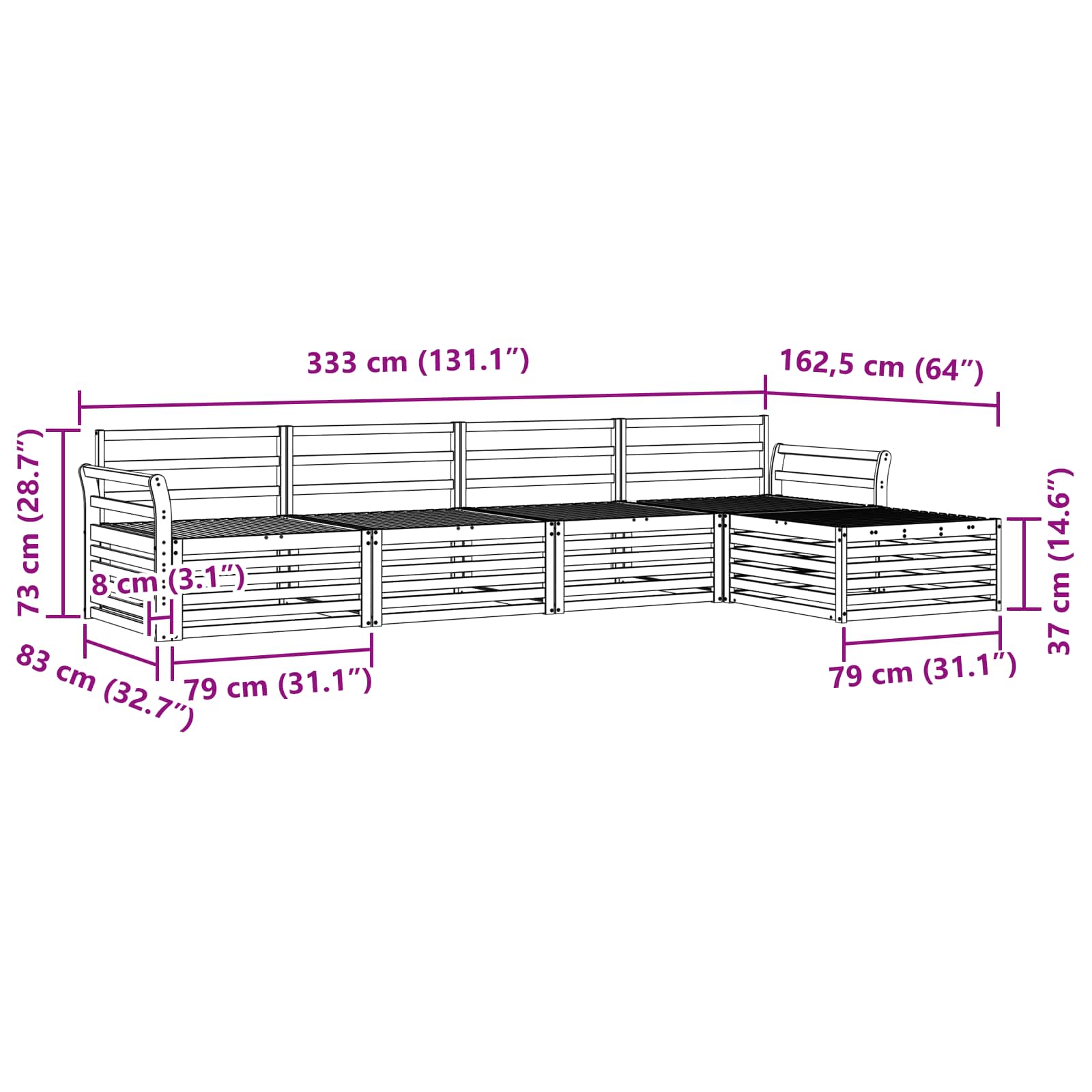 Ensemble de canapés d'extérieur 5 pcs Naturel - XIOS