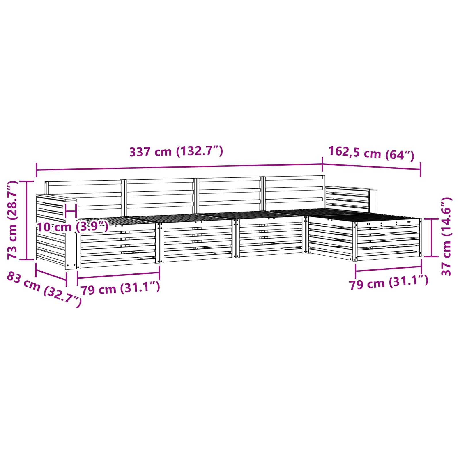 Ensemble de canapés d'extérieur 5 pcs Naturel - XIOS