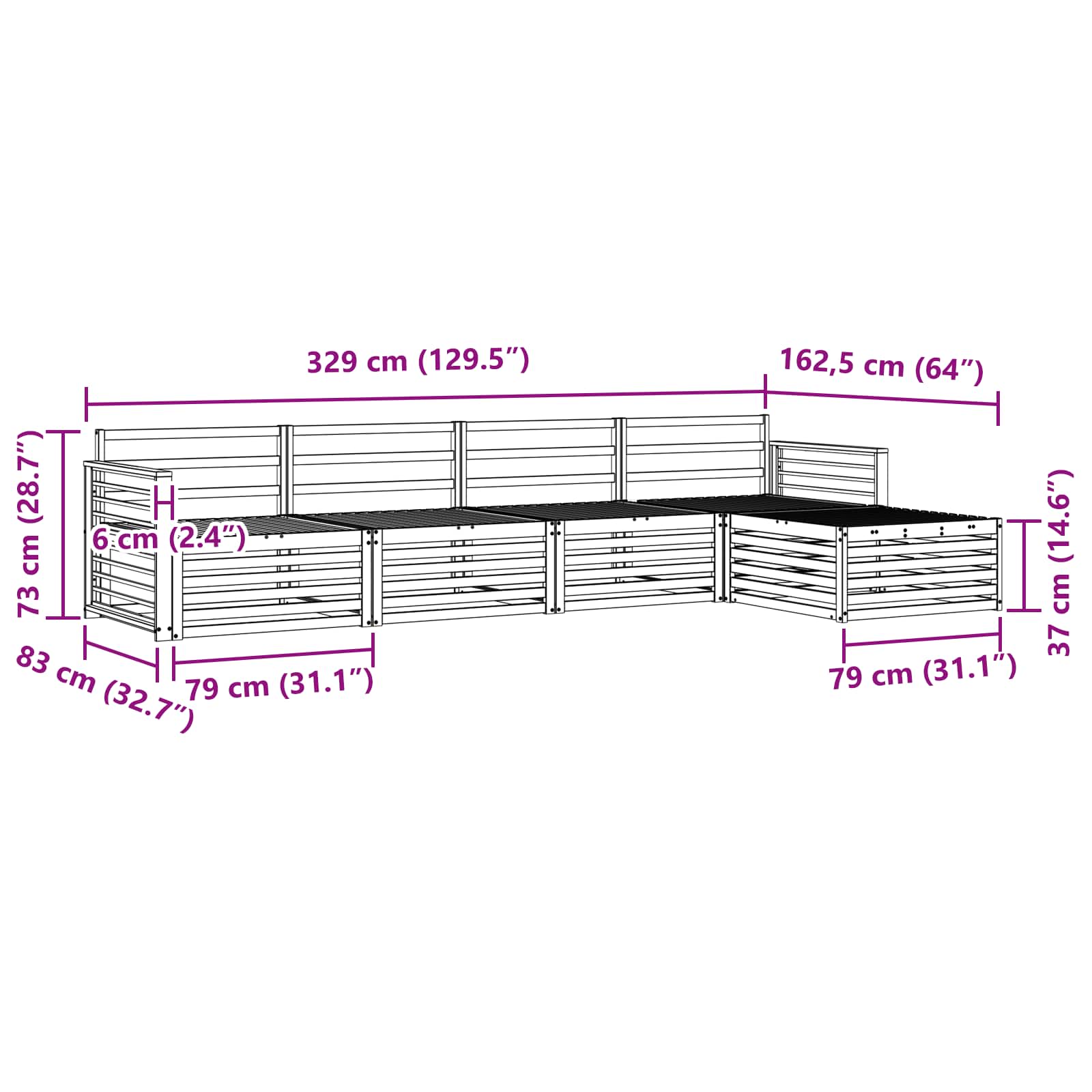 Ensemble de canapés d'extérieur 5 pcs Naturel - XIOS