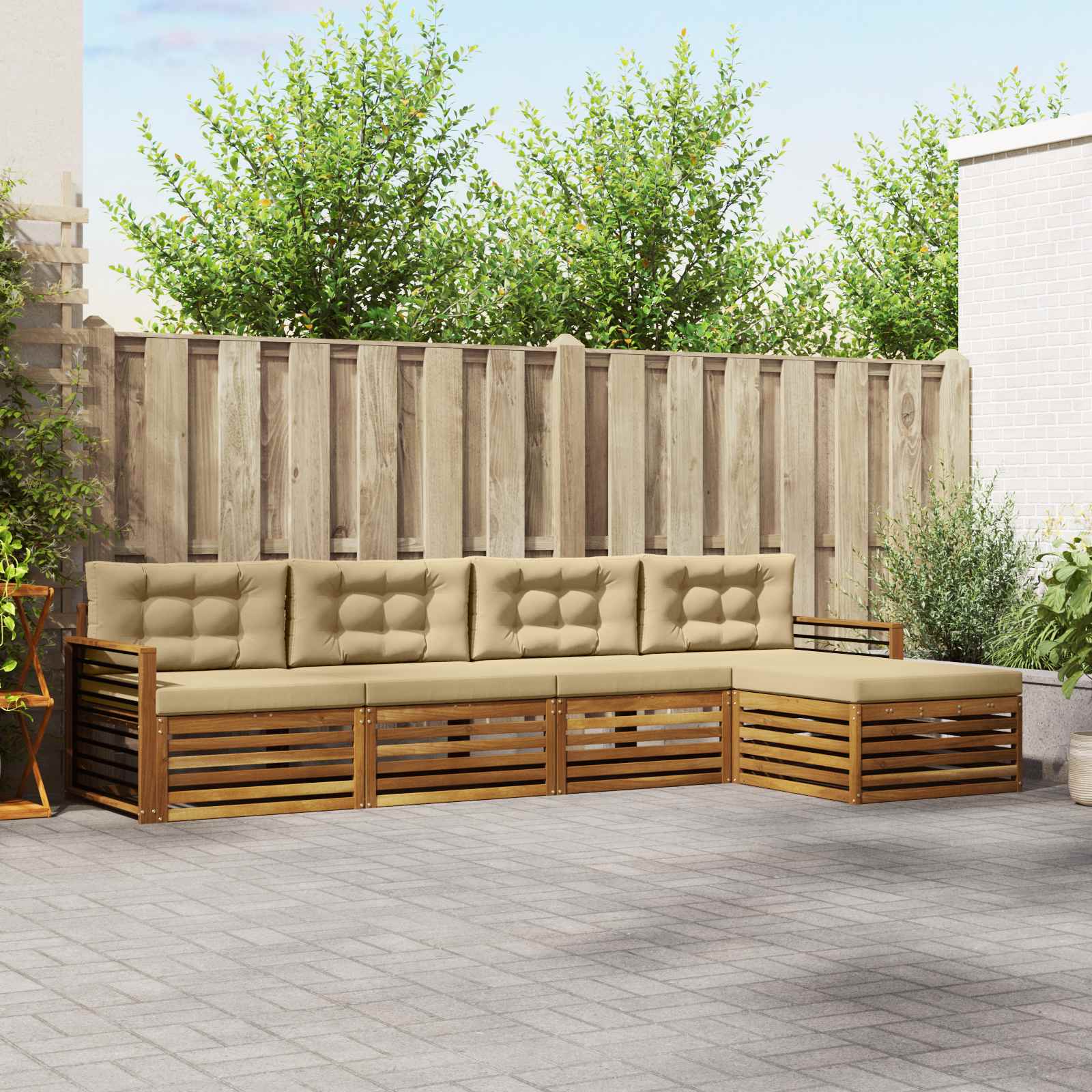 Ensemble de canapés d'extérieur 5 pcs Naturel et Beige - XIOS