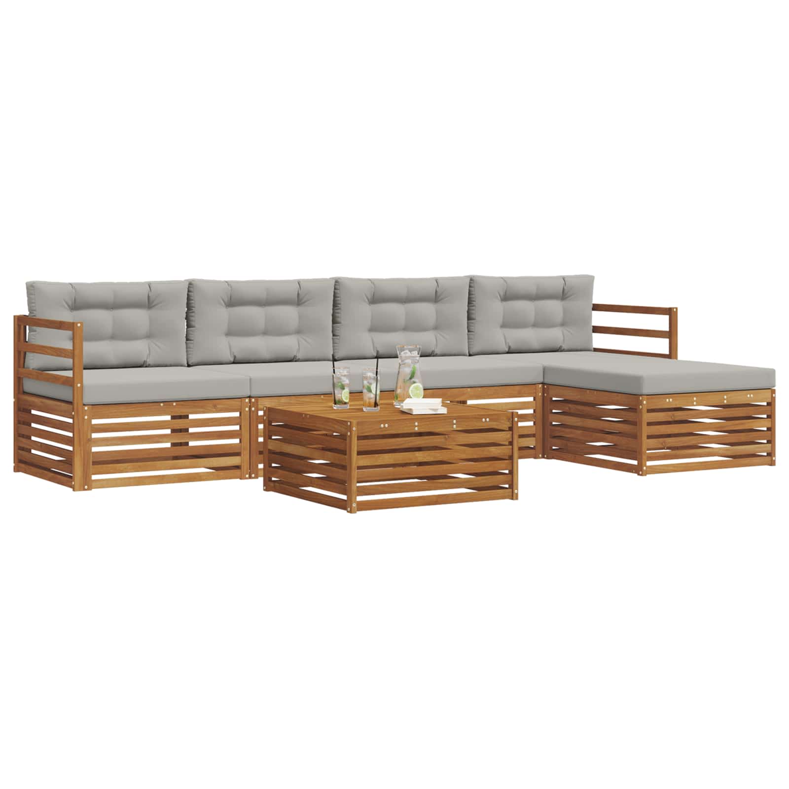 Ensemble de canapés d'extérieur 6 pcs Gris Naturel et Clair - XIOS