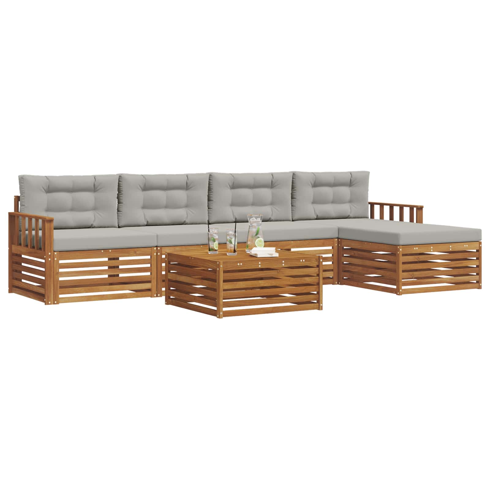 Ensemble de canapés d'extérieur 6 pcs Gris Naturel et Clair - XIOS