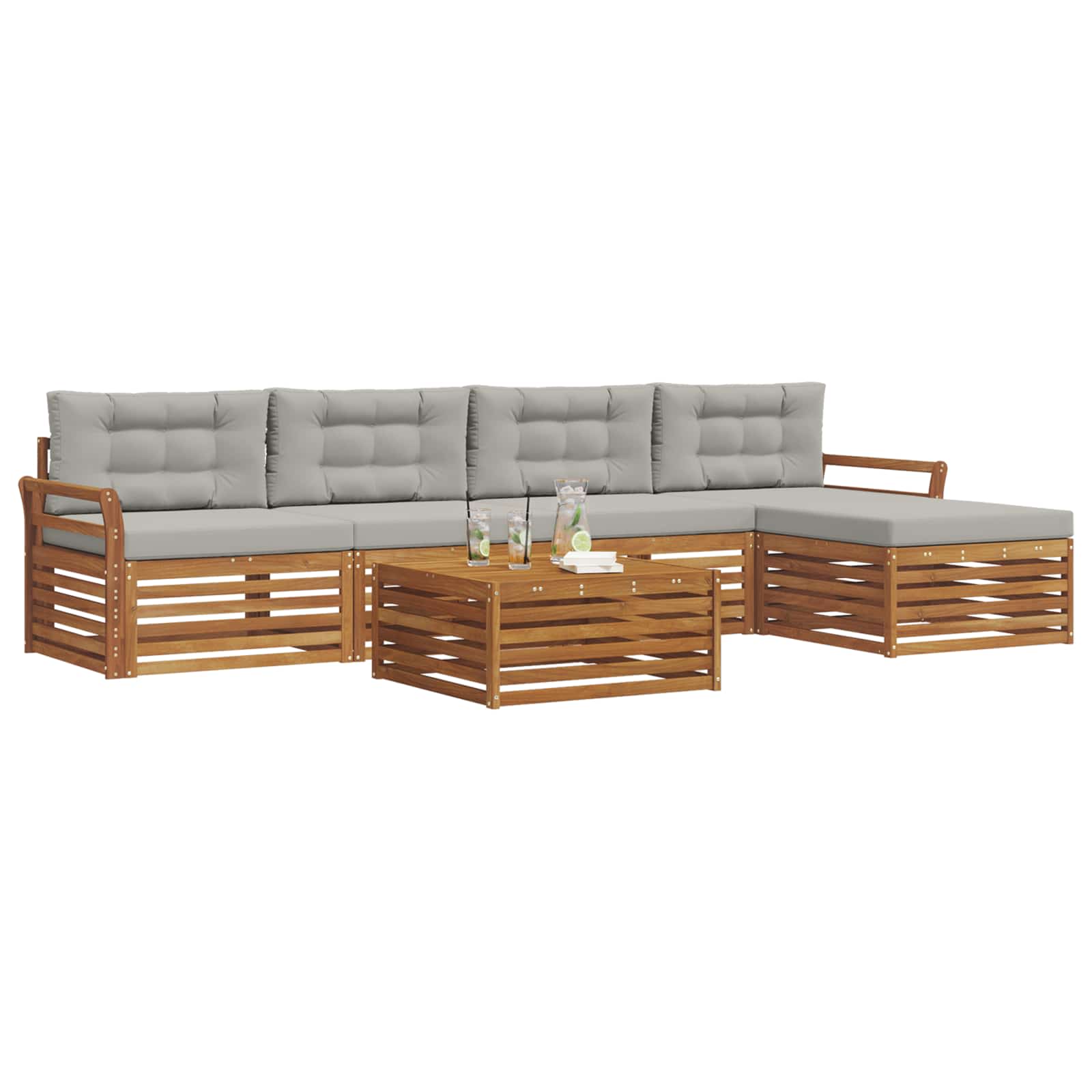 Ensemble de canapés d'extérieur 6 pcs Gris Naturel et Clair - XIOS