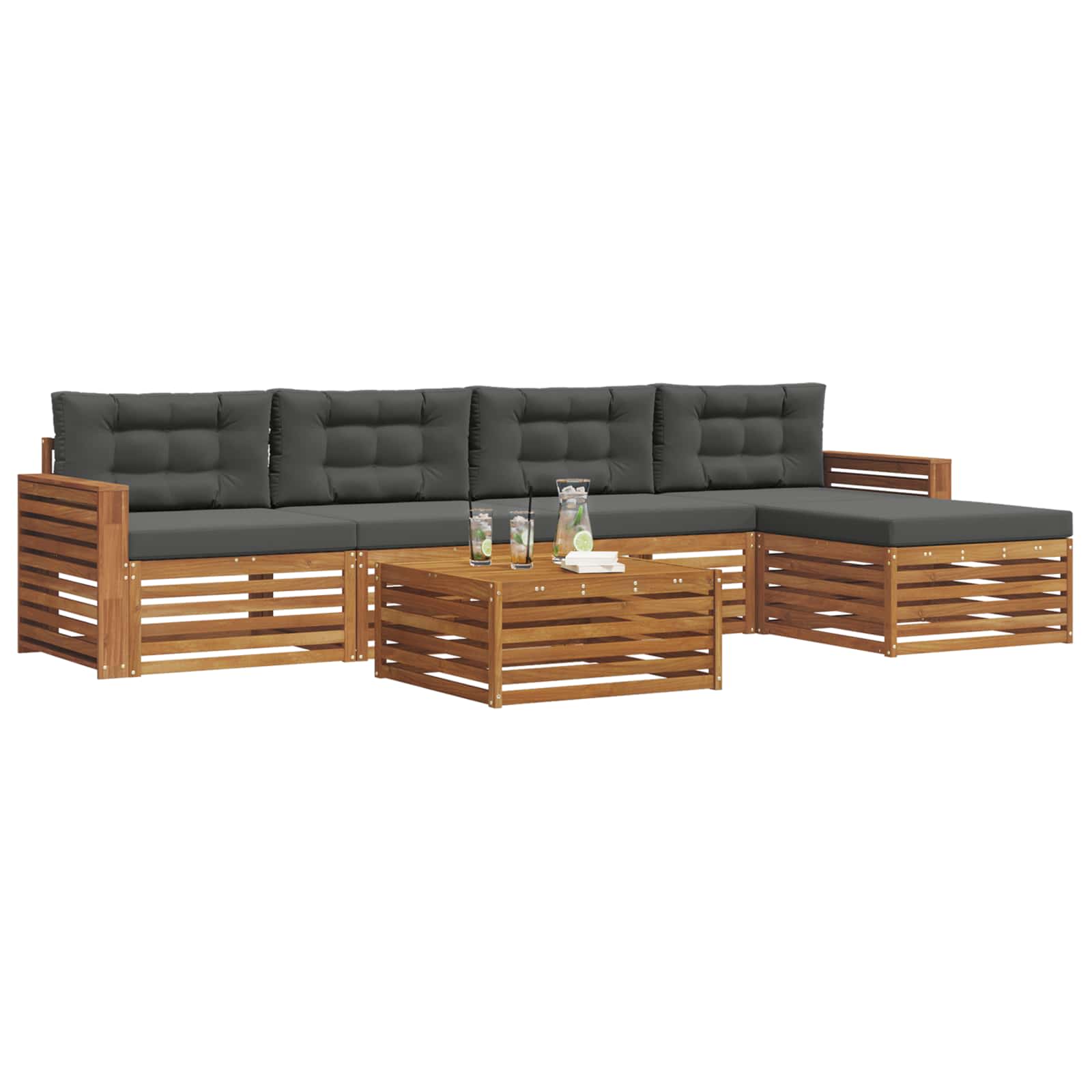 Ensemble de canapés d'extérieur 6 pcs Naturel et Anthracite - XIOS