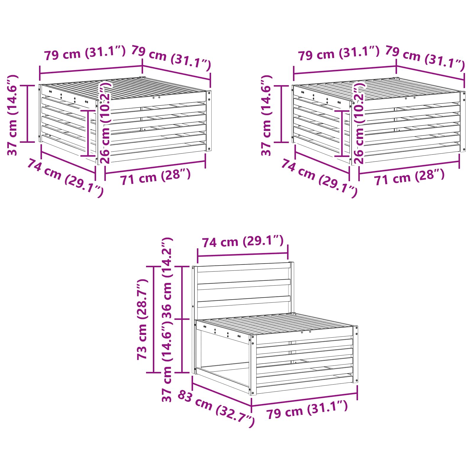 Ensemble de canapés d'extérieur 6 pcs Naturel - XIOS