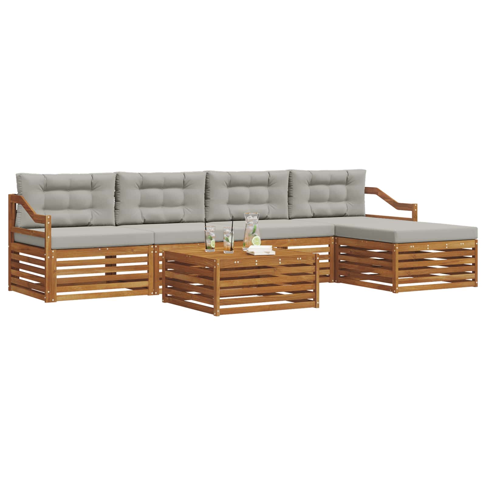 Ensemble de canapés d'extérieur 6 pcs Gris Naturel et Clair - XIOS