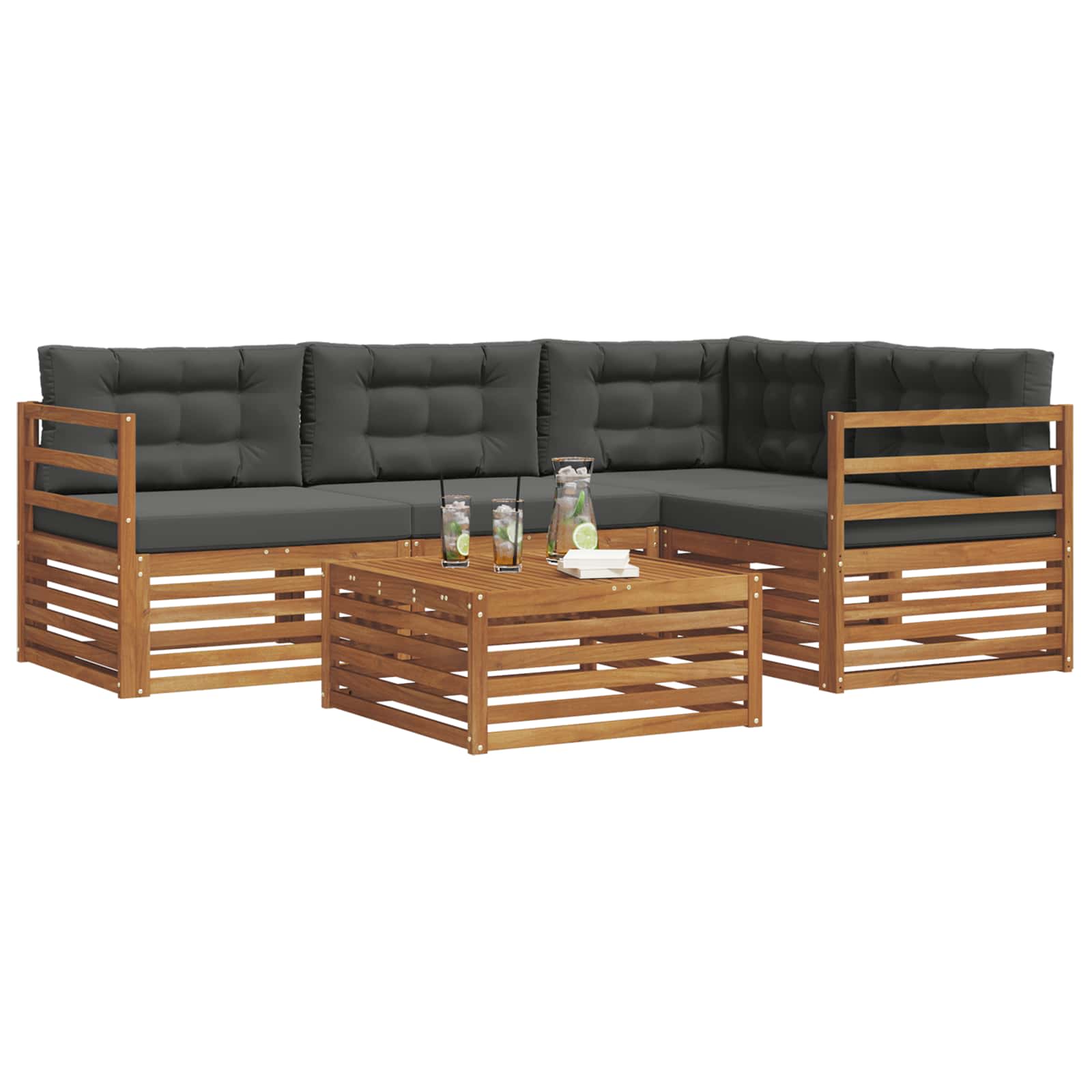 Ensemble de canapés d'extérieur 5 pc Naturel et Anthracite