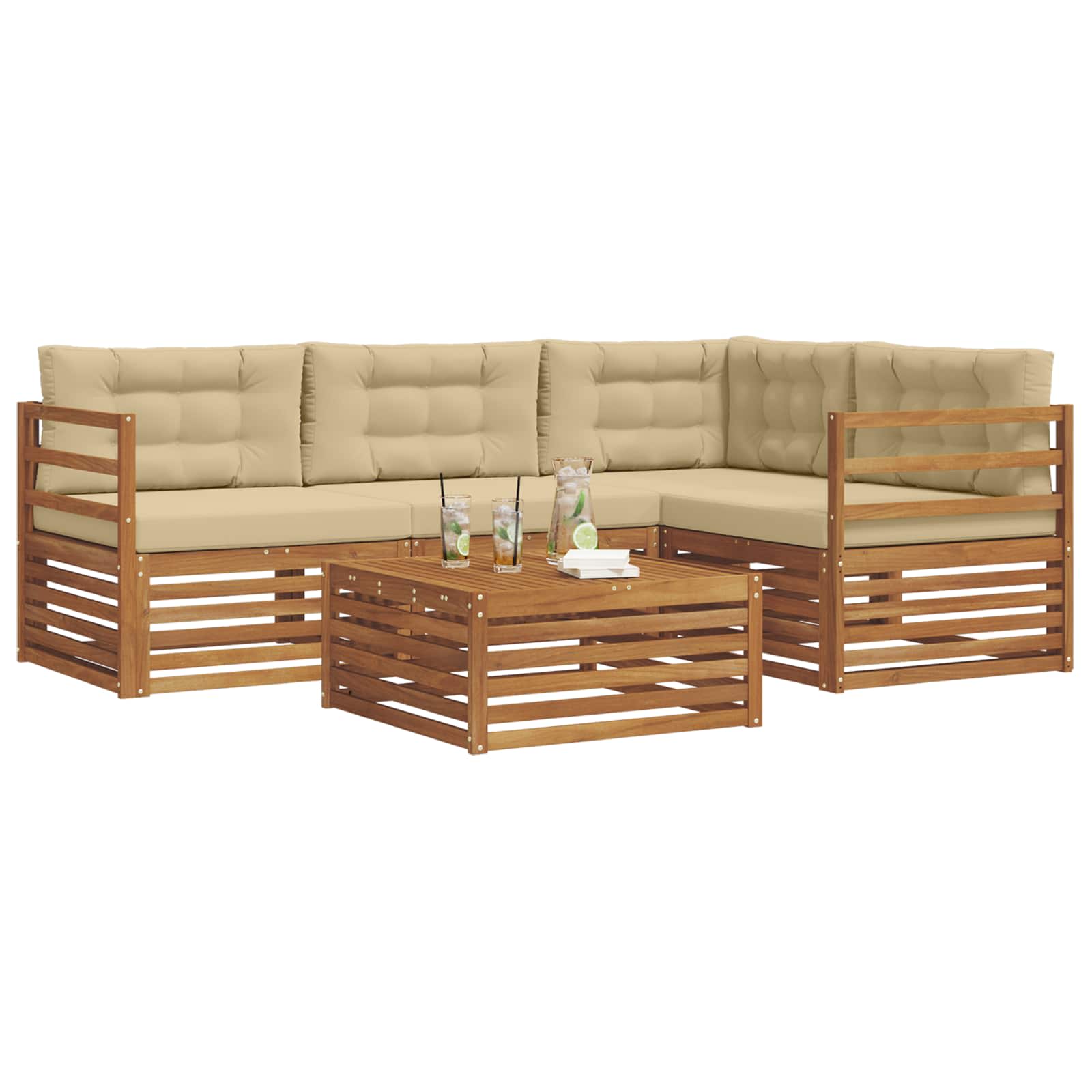 Ensemble de canapés d'extérieur 5 pc Naturel et Beige
