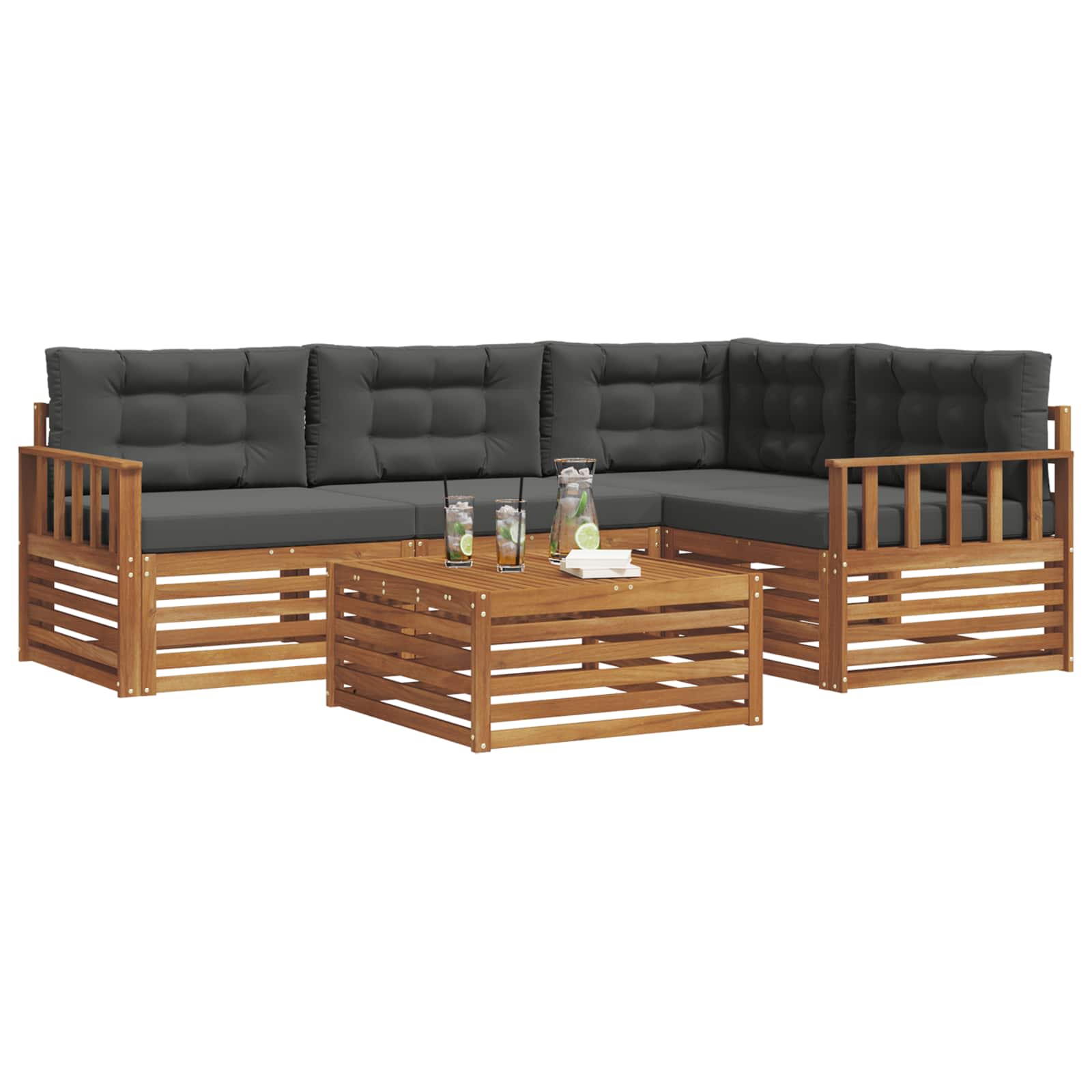 Ensemble de canapés d'extérieur 5 pcs Naturel et Anthracite - XIOS