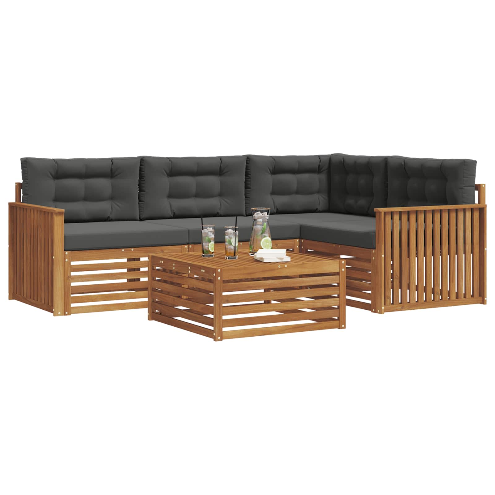 Ensemble de canapés d'extérieur 5 pcs Naturel et Anthracite - XIOS