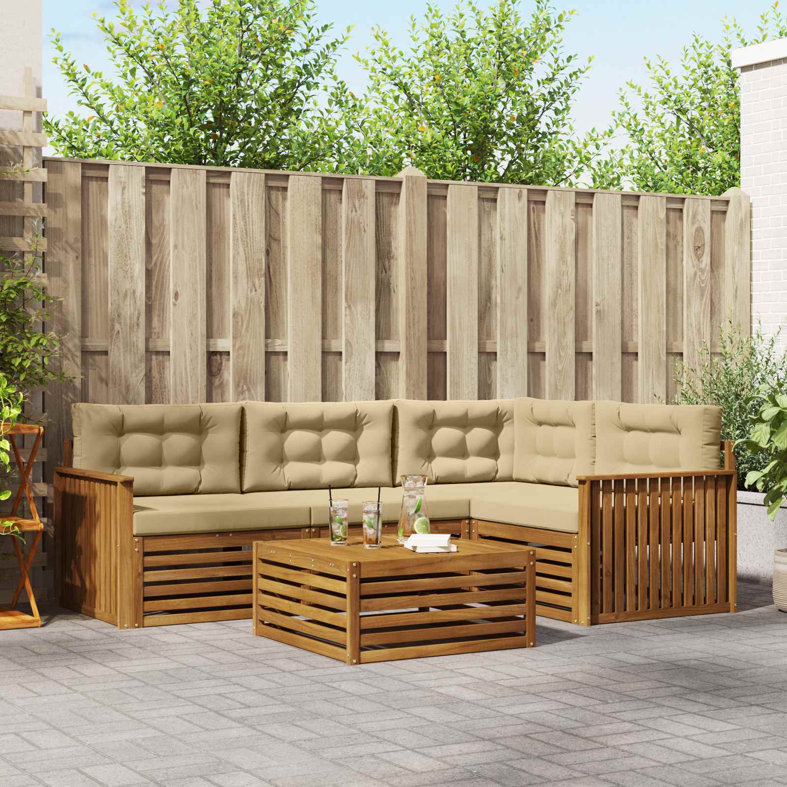 Ensemble de canapés d'extérieur 5 pcs Naturel et Beige - XIOS
