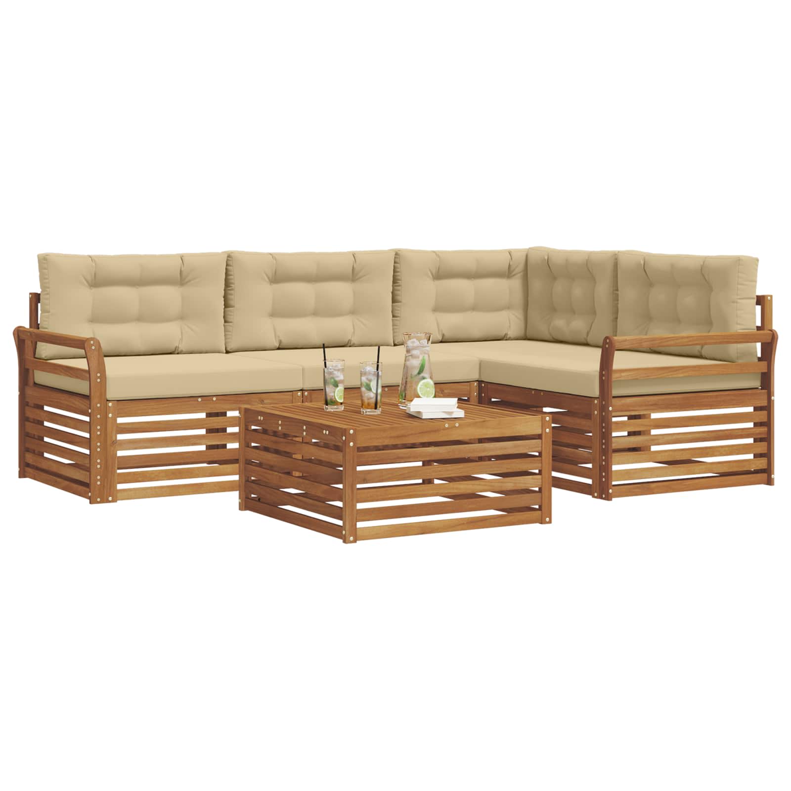 Ensemble de canapés d'extérieur 5 pcs Naturel et Beige - XIOS