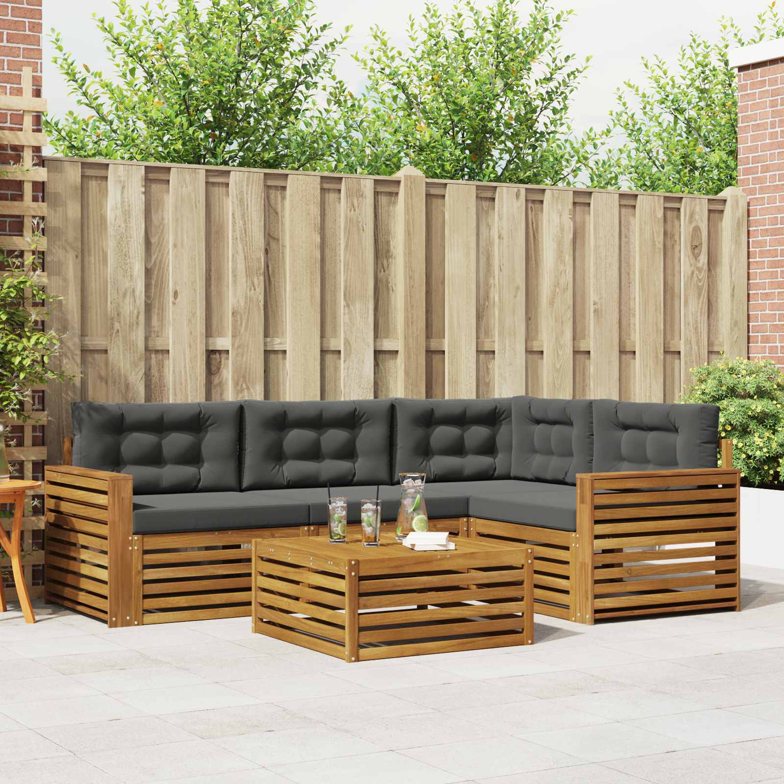 Ensemble de canapés d'extérieur 5 pcs Naturel et Anthracite - XIOS